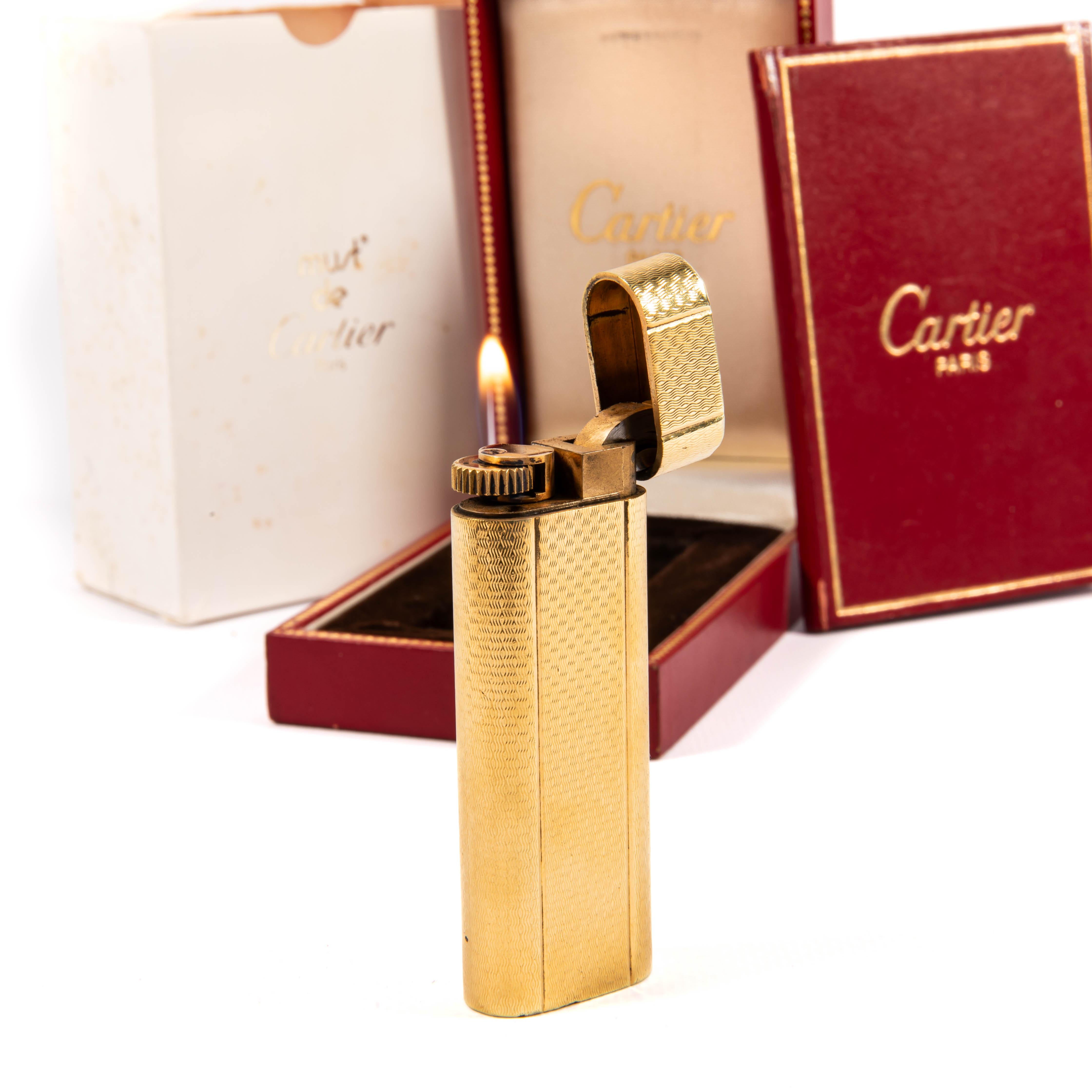 Vintage Gold Plated Cartier Les Must Lighter 1970s in Box 4