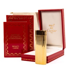 Vintage Gold Plated Cartier Les Must Lighter in Box 1970s