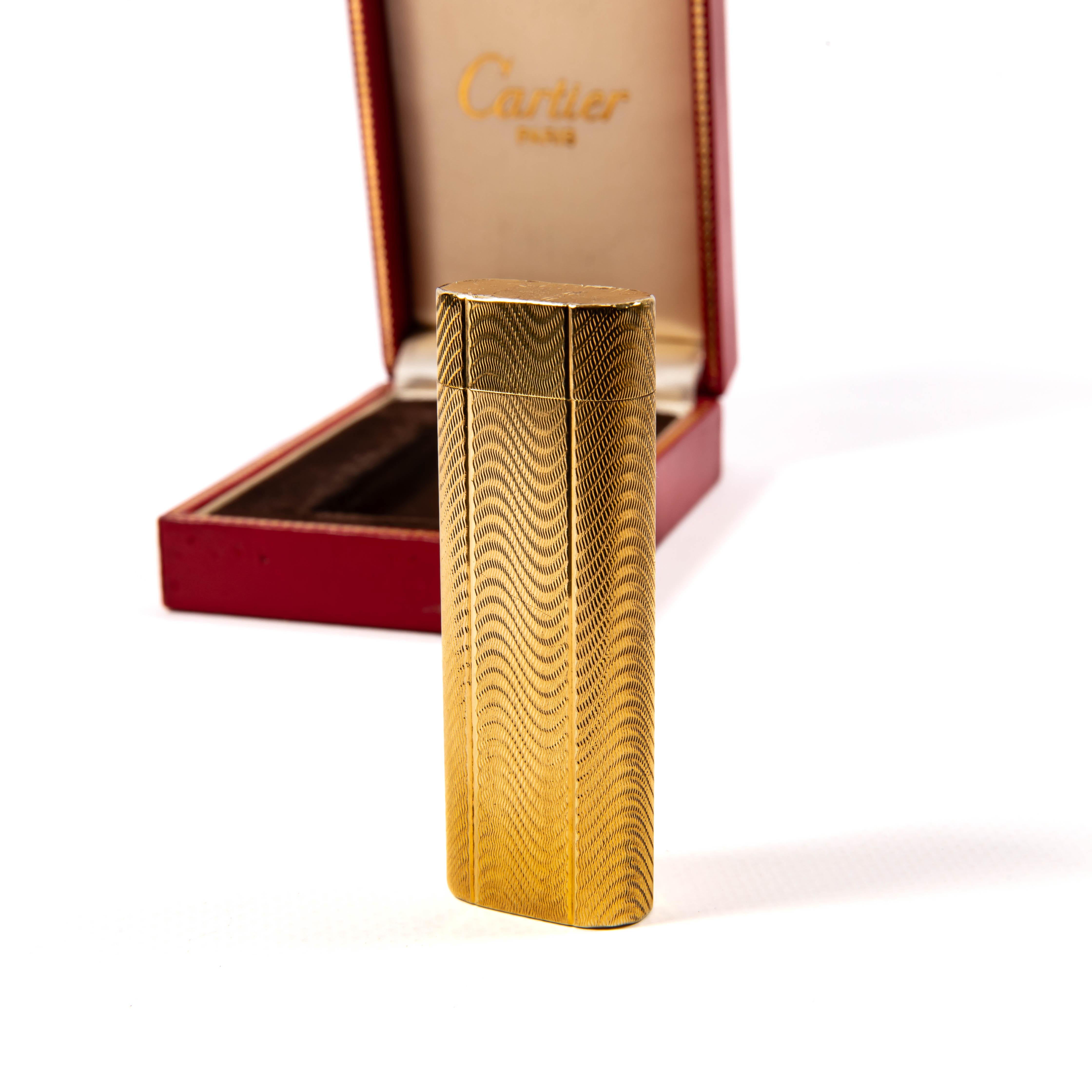 Vintage Vergoldet CARTIER Les Must Feuerzeug in Box 1970er im Angebot 1