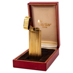 Vintage Gold Plated CARTIER Les Must Lighter in Box 1970s