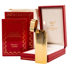 Vintage Gold Plated Cartier Les Must Lighter in Box 1970s