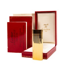 Vintage Gold Plated Cartier Les Must Lighter in Box 1992