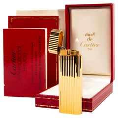 Vintage Gold Plated Cartier Les Must Lighter in Box 1992