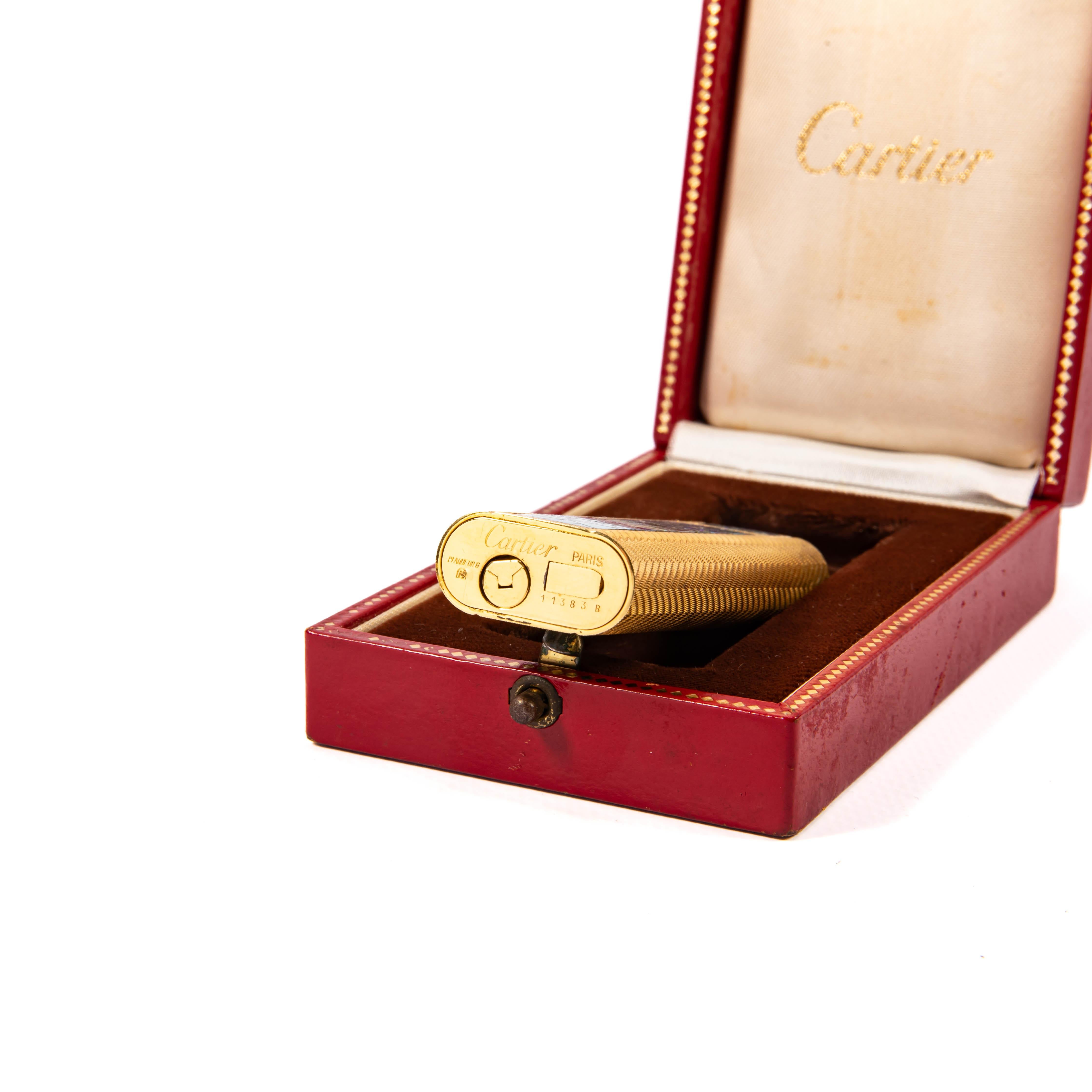 Vintage Gold Plated CARTIER Les Must Opal Lighter in Box 1970 en vente 5