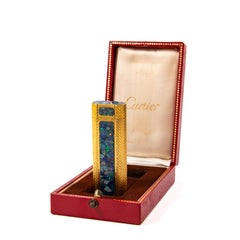 Encendedor vintage chapado en oro CARTIER Les Must Opal en caja Años 70