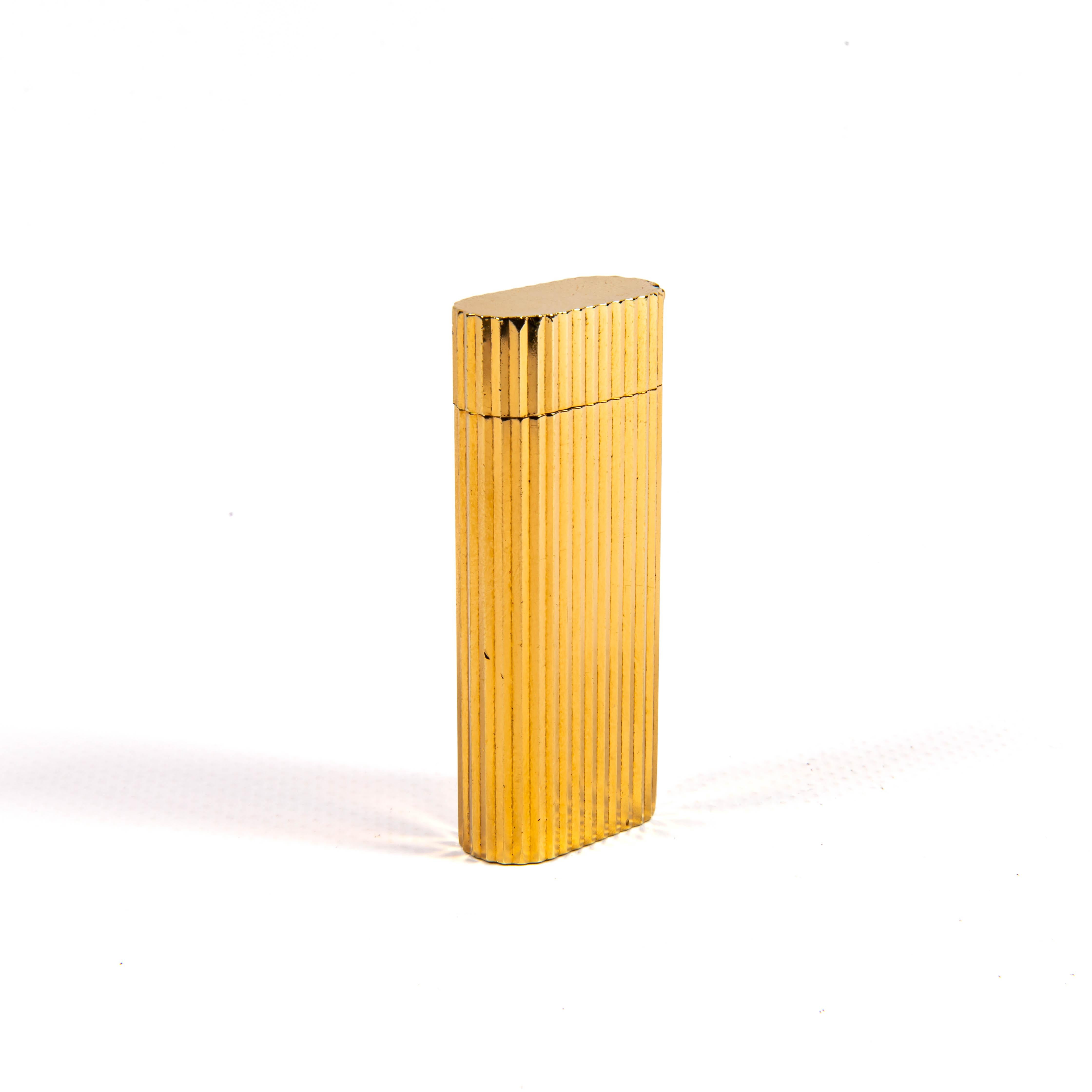 Vintage Gold Plated Cartier Les Must Mini Lighter 1980s In Good Condition In DELFT, NL