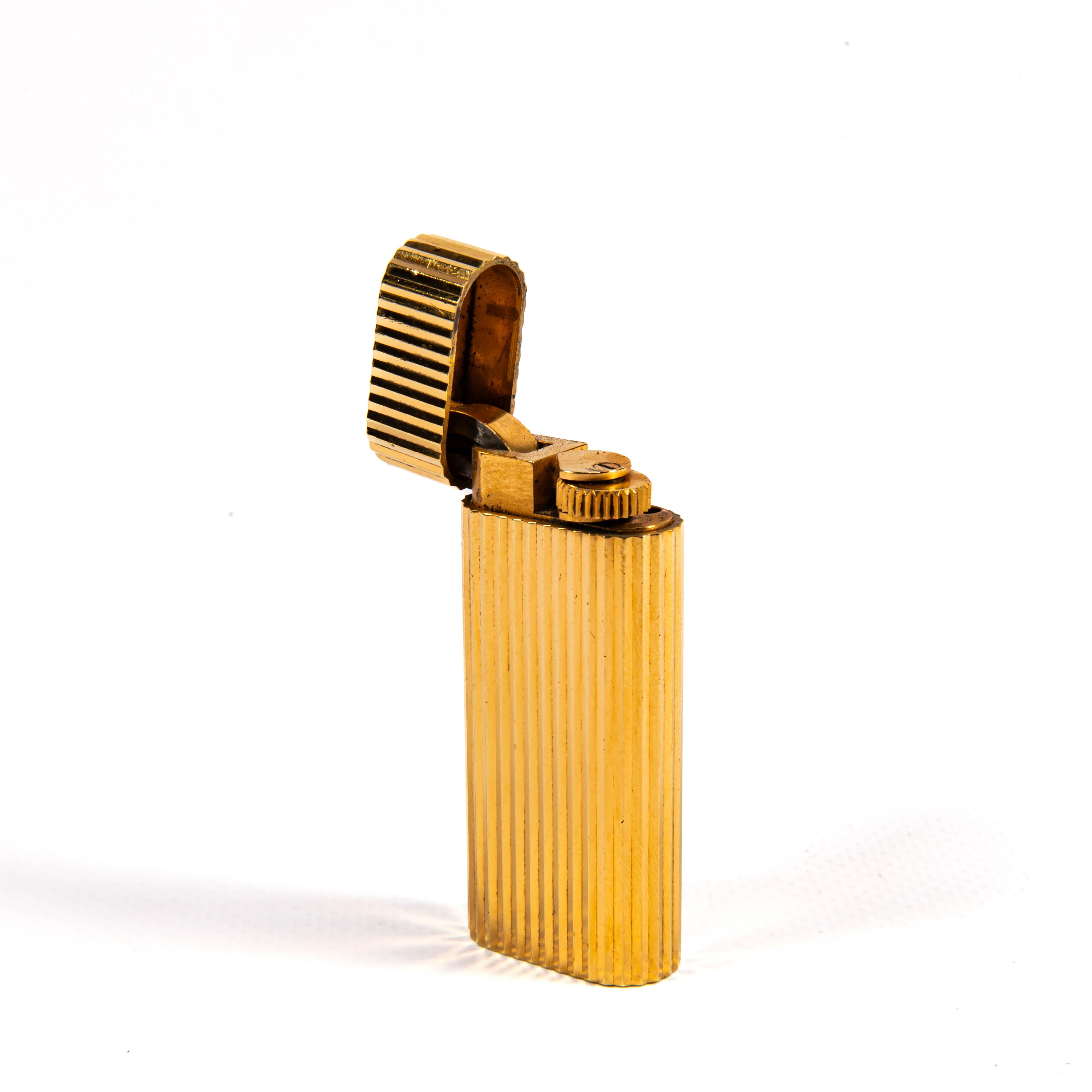 Vintage Gold Plated Cartier Les Must Mini Lighter 1980s 2