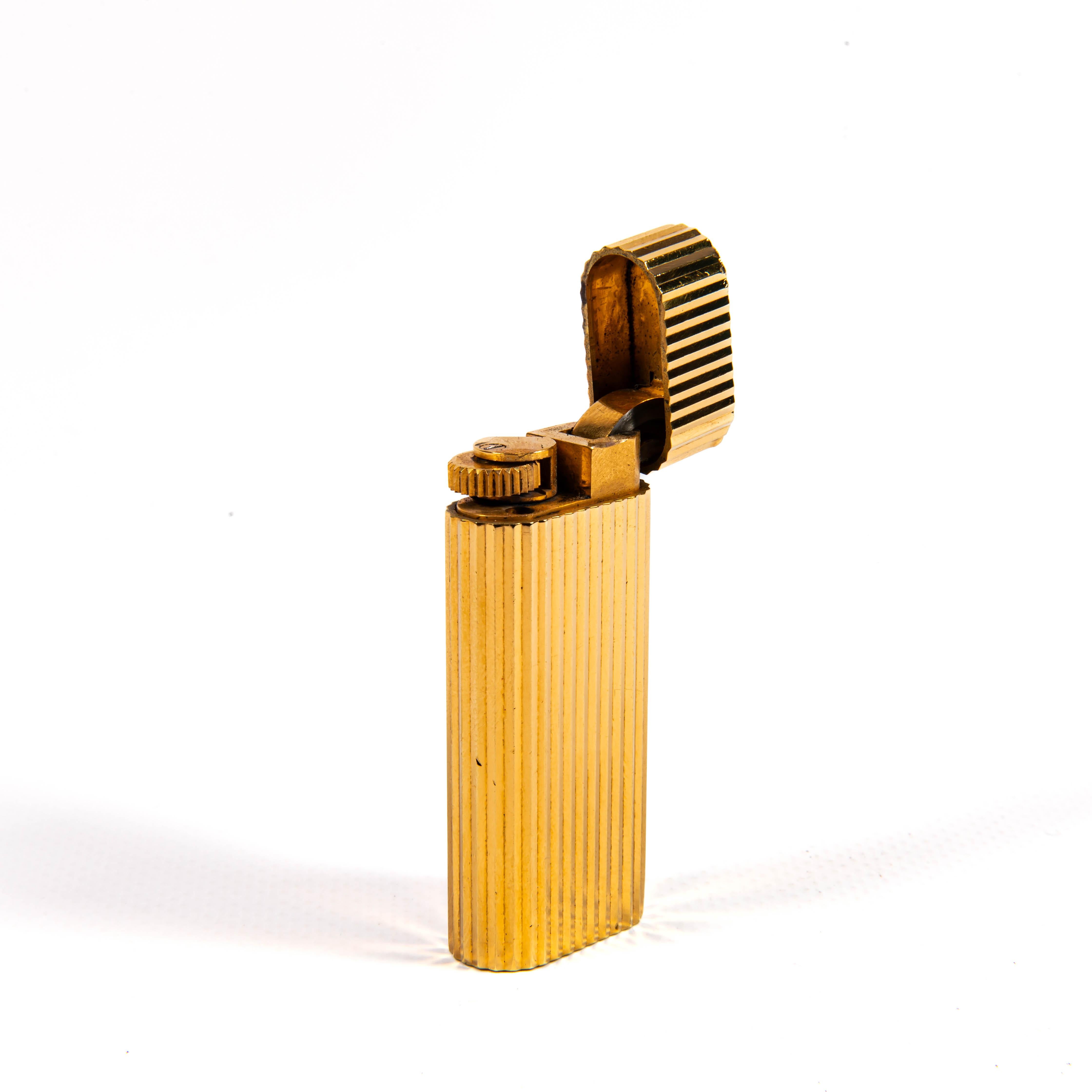 Vintage Gold Plated Cartier Les Must Mini Lighter 1980s 3