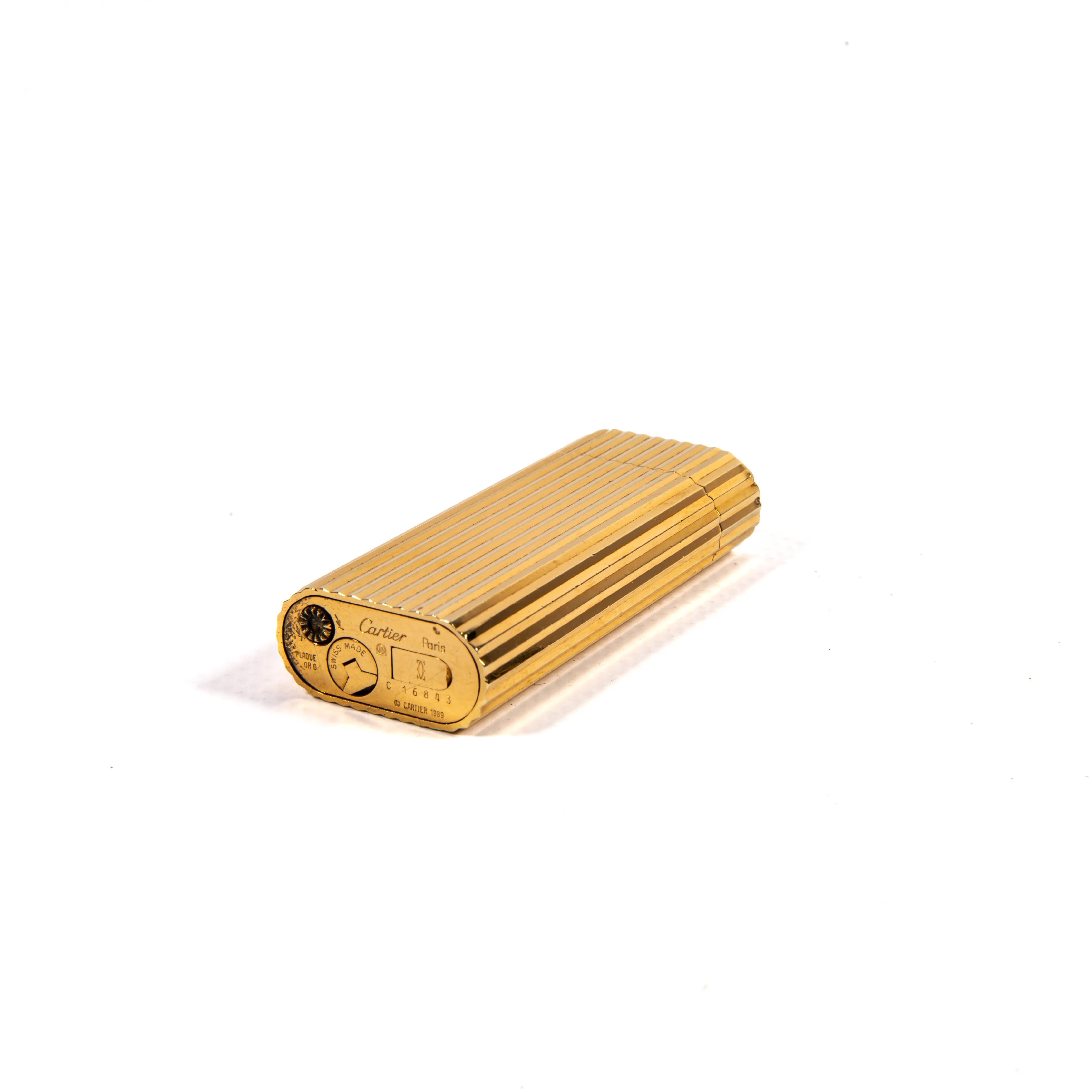 Vintage Gold Plated Cartier Les Must Mini Lighter 1980s 5