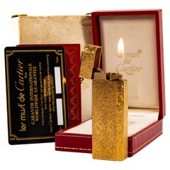 Vintage vergoldet CARTIER Pentagon Feuerzeug gebürstet in Box 1970er