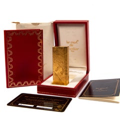 Vintage Gold Plated CARTIER Pentagon Lighter Brushed in Box 1980s