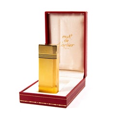 Vintage Gold Plated CARTIER Pentagon Lighter in Box 1980s