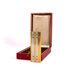 Vintage Gold Plated CARTIER Santos Lighter in Box 1970