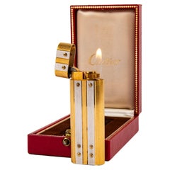 Vintage Gold Plated CARTIER Santos Lighter in Box 1970