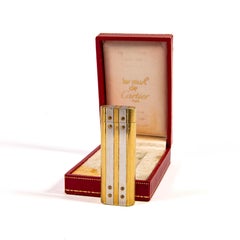 Vintage Gold Plated CARTIER Santos Lighter in Box 1980