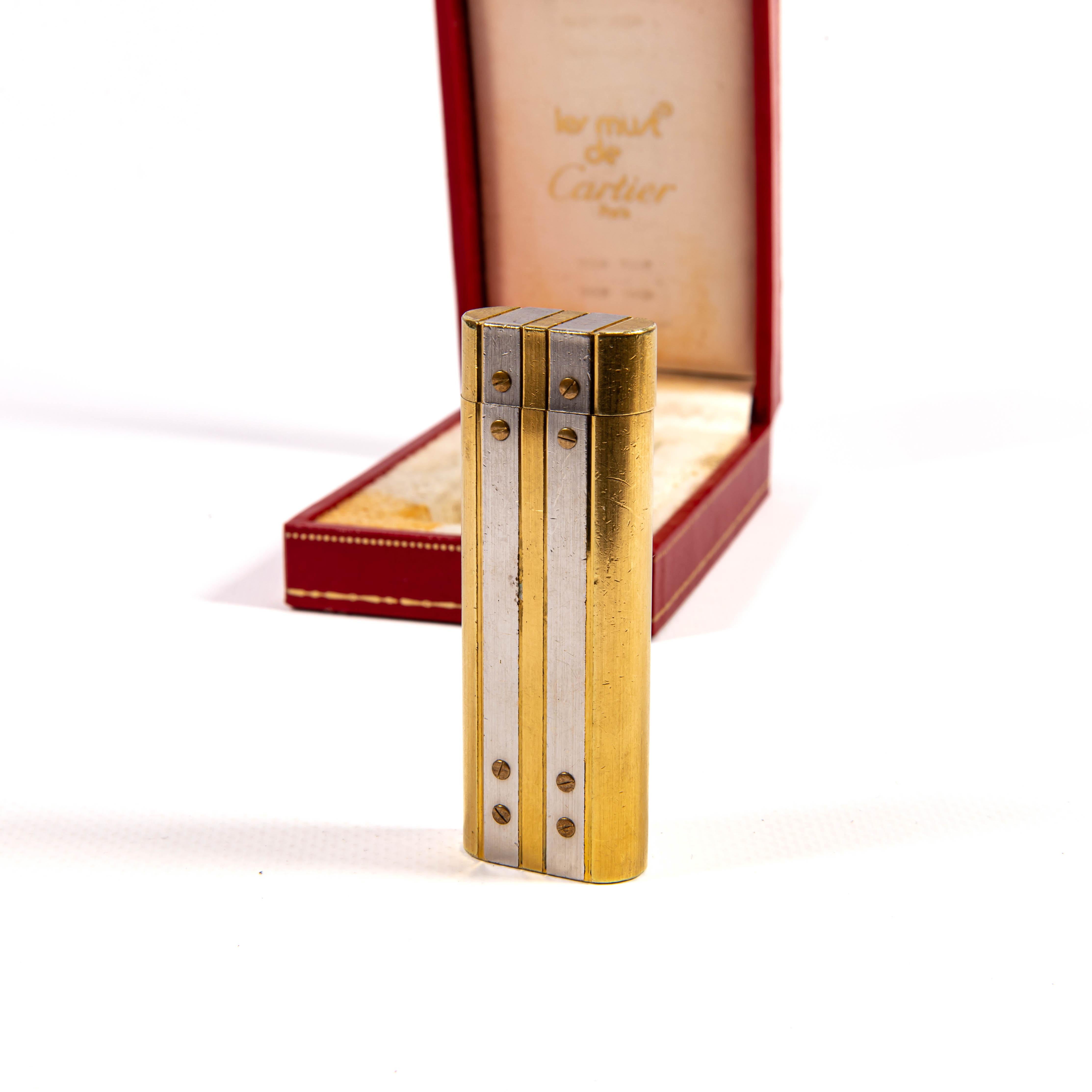 Vintage Gold Plated CARTIER Santos Lighter in Box 1980 en vente 1