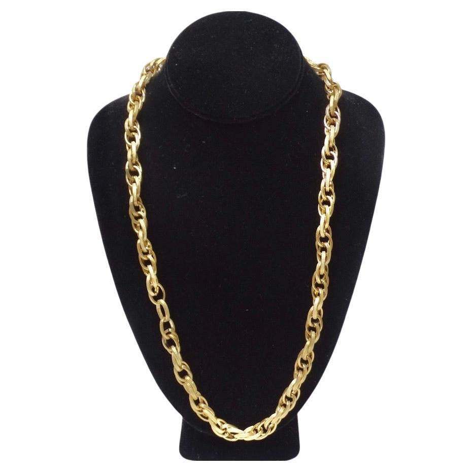 Vintage Gold Plated Chain Necklace For Sale