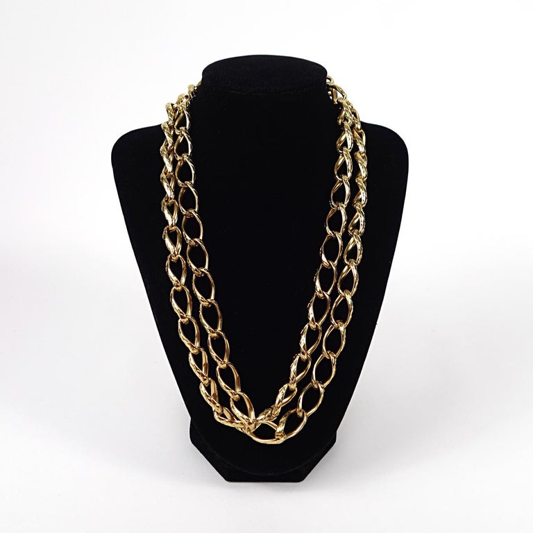 Vintage Gold-Plated Christian Dior Necklace with Large Chains For Sale ...