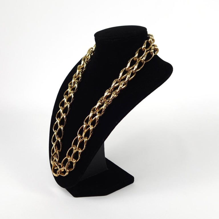 Vintage GoldPlated Christian Dior Necklace with Large Chains For Sale