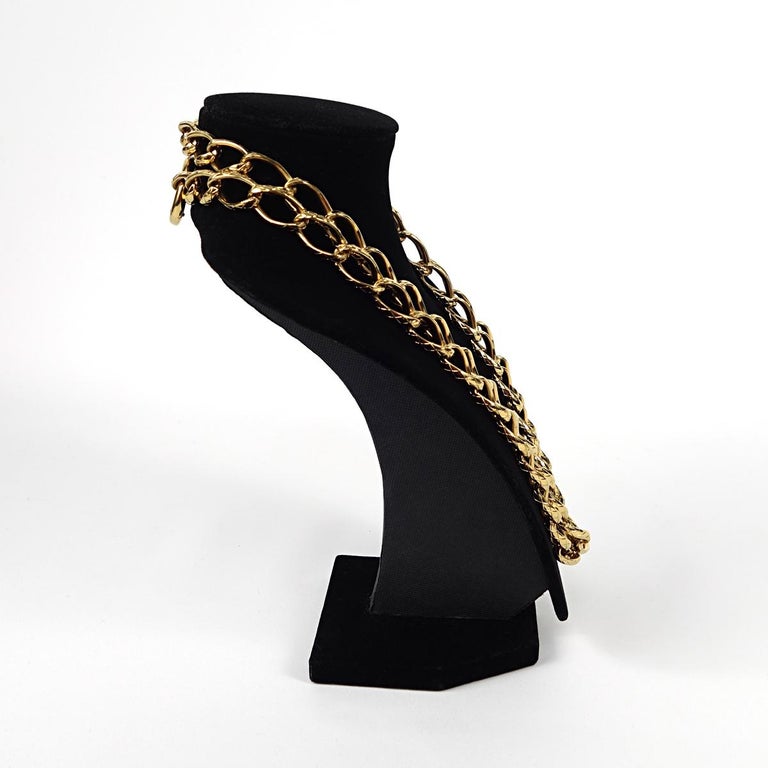 Vintage GoldPlated Christian Dior Necklace with Large Chains For Sale
