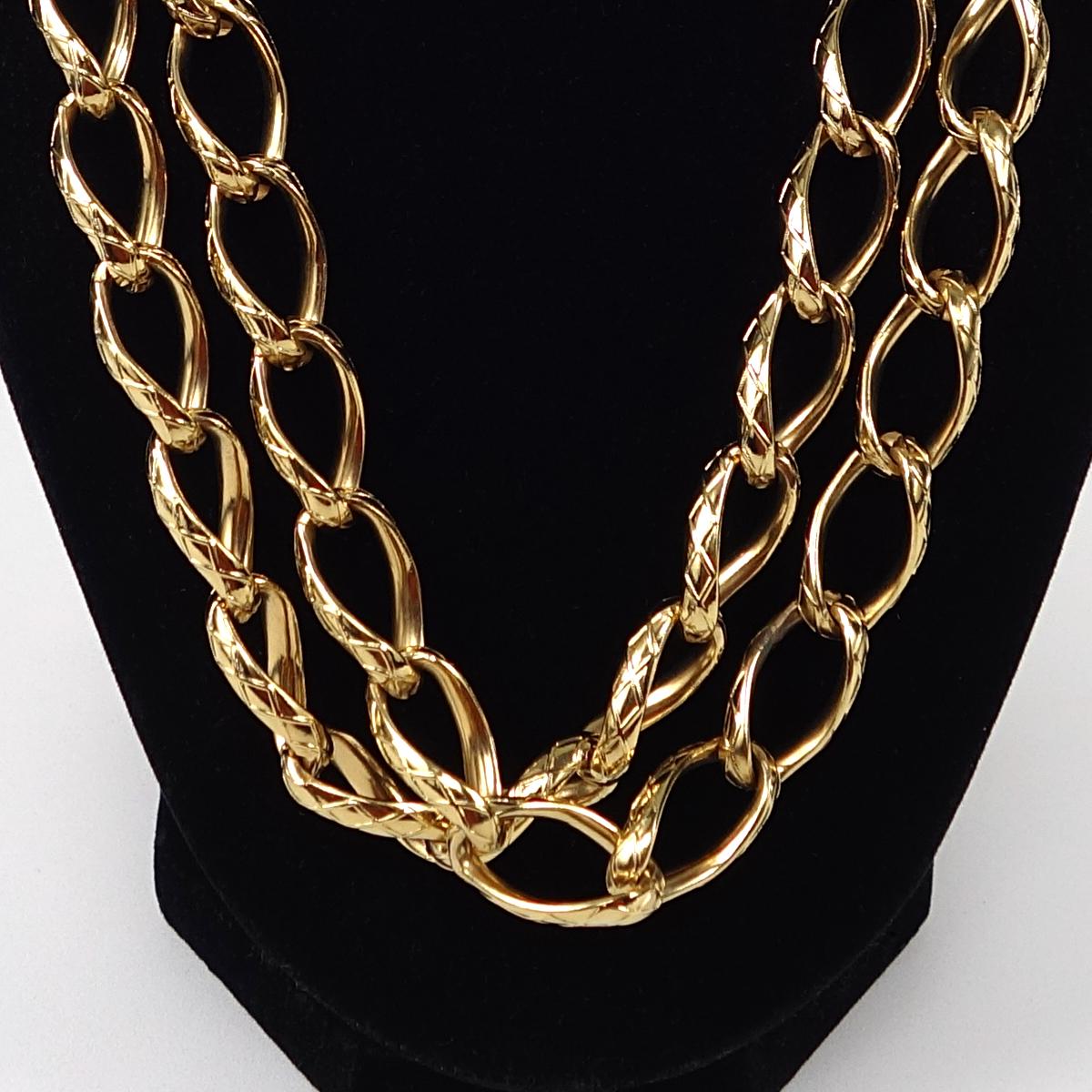 Gold Plate Vintage Gold-Plated Christian Dior Necklace with Large Chains For Sale