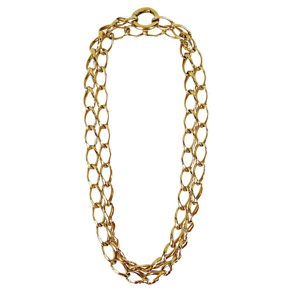 Vintage Gold-Plated Christian Dior Necklace with Large Chains For Sale