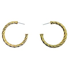 Pendientes de aro con detalle de torsión gruesos chapados en oro vintage, 4 cm de diámetro, años 90