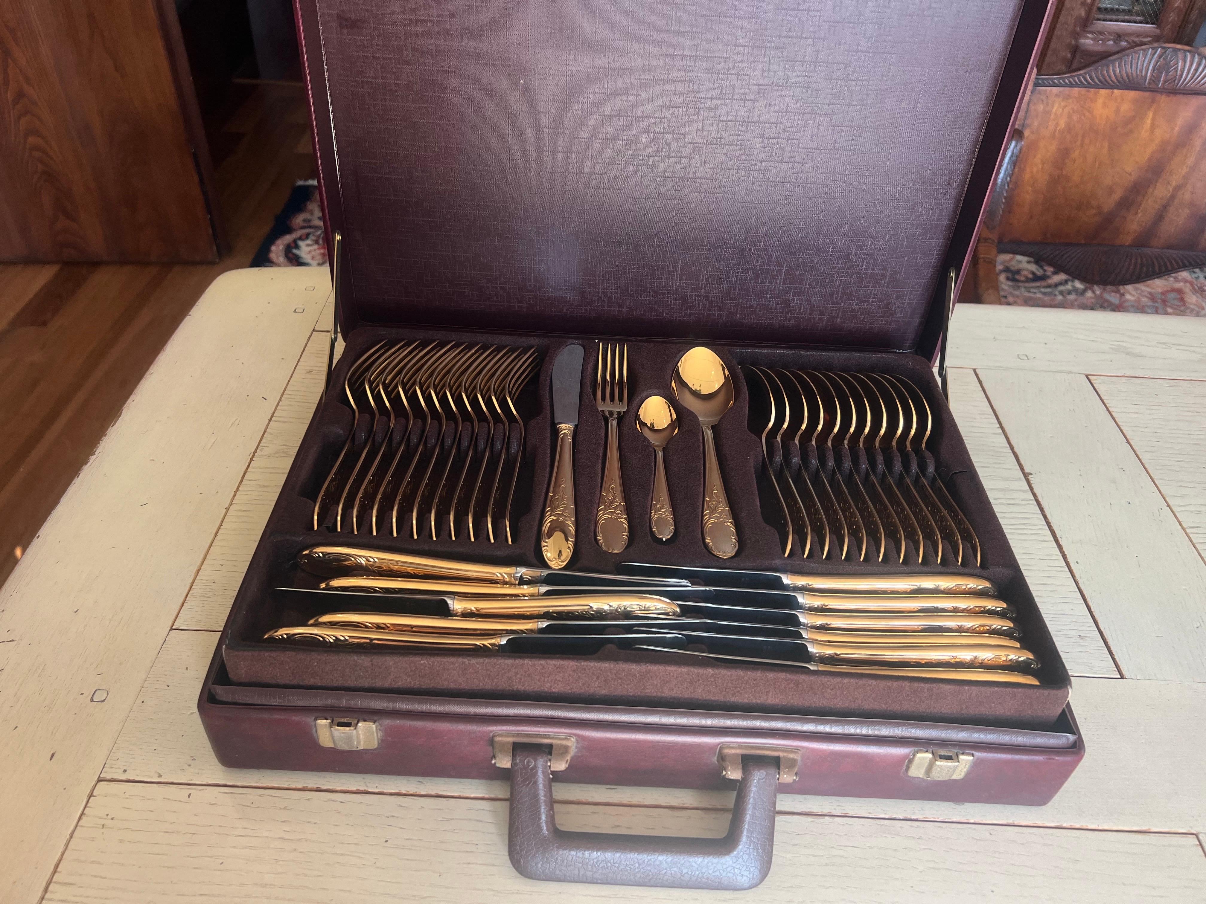 Cubertería dorada vintage Juego de 90 piezas de RSG Rostfrei Solingen Alemania 1970 en venta 5