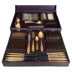 Vintage Gold Plated Cutlery 90 pcs Set by RSG Rostfrei Solingen Germany 1970
