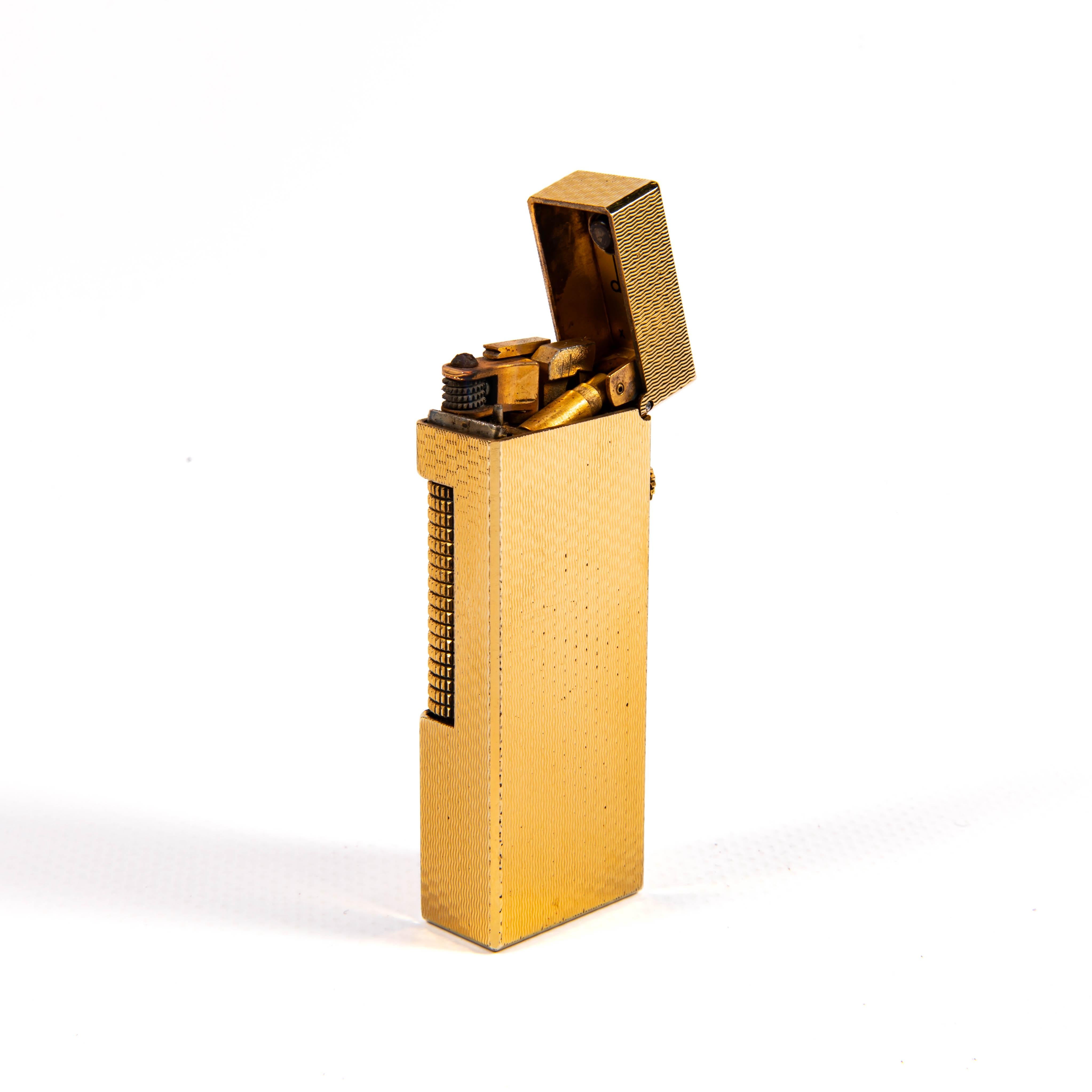 Vintage Gold Plated DUNHILL Rollagas Basket Lighter 1970s For Sale 3