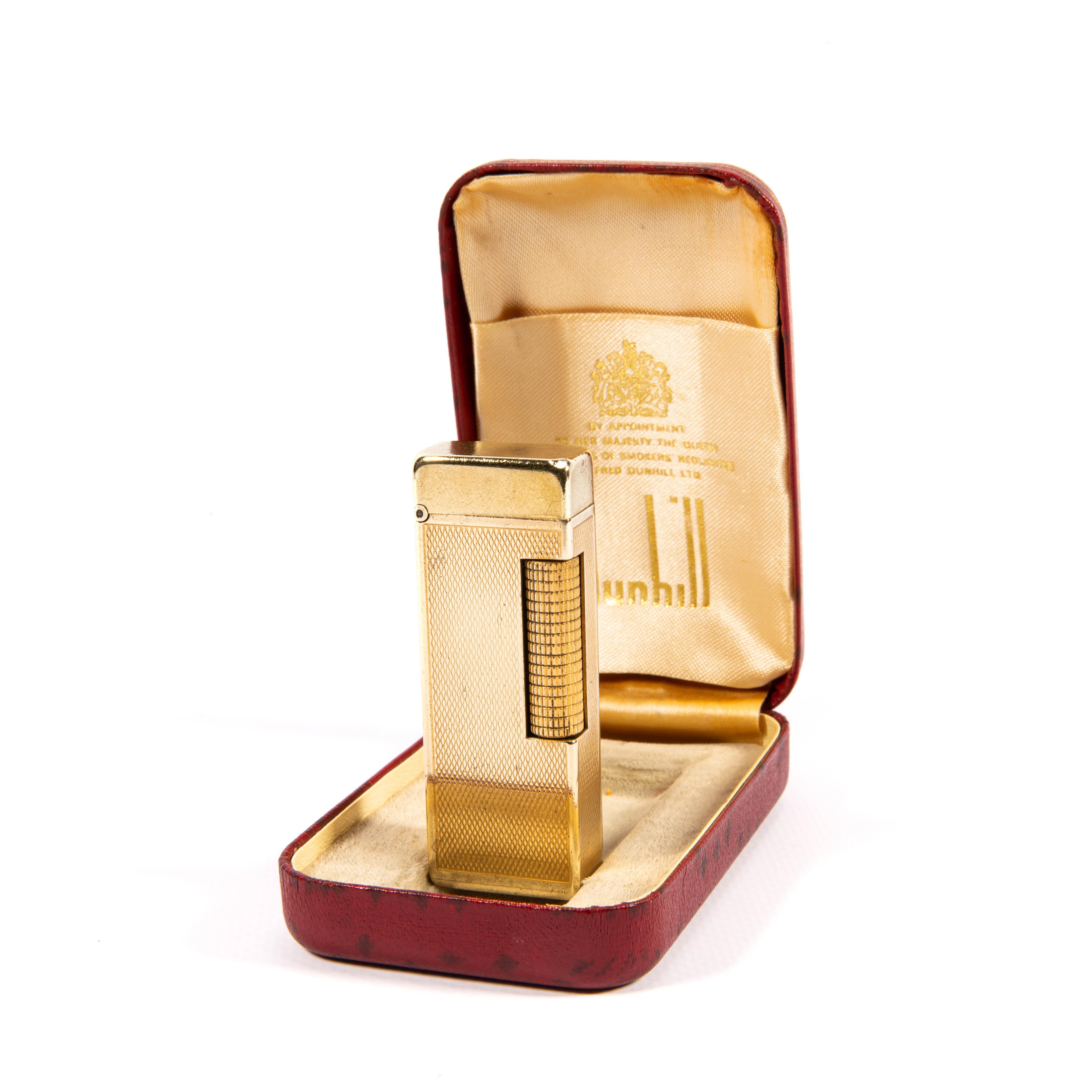 Vintage Dunhill Rollagas lighter Gold Plated In Box 1960s

The iconic Dunhill name is known for quality, well-made cigarette lighters and other smoking implements. The company’s origin can be traced to Alfred Dunhill opening his first tobacco shop