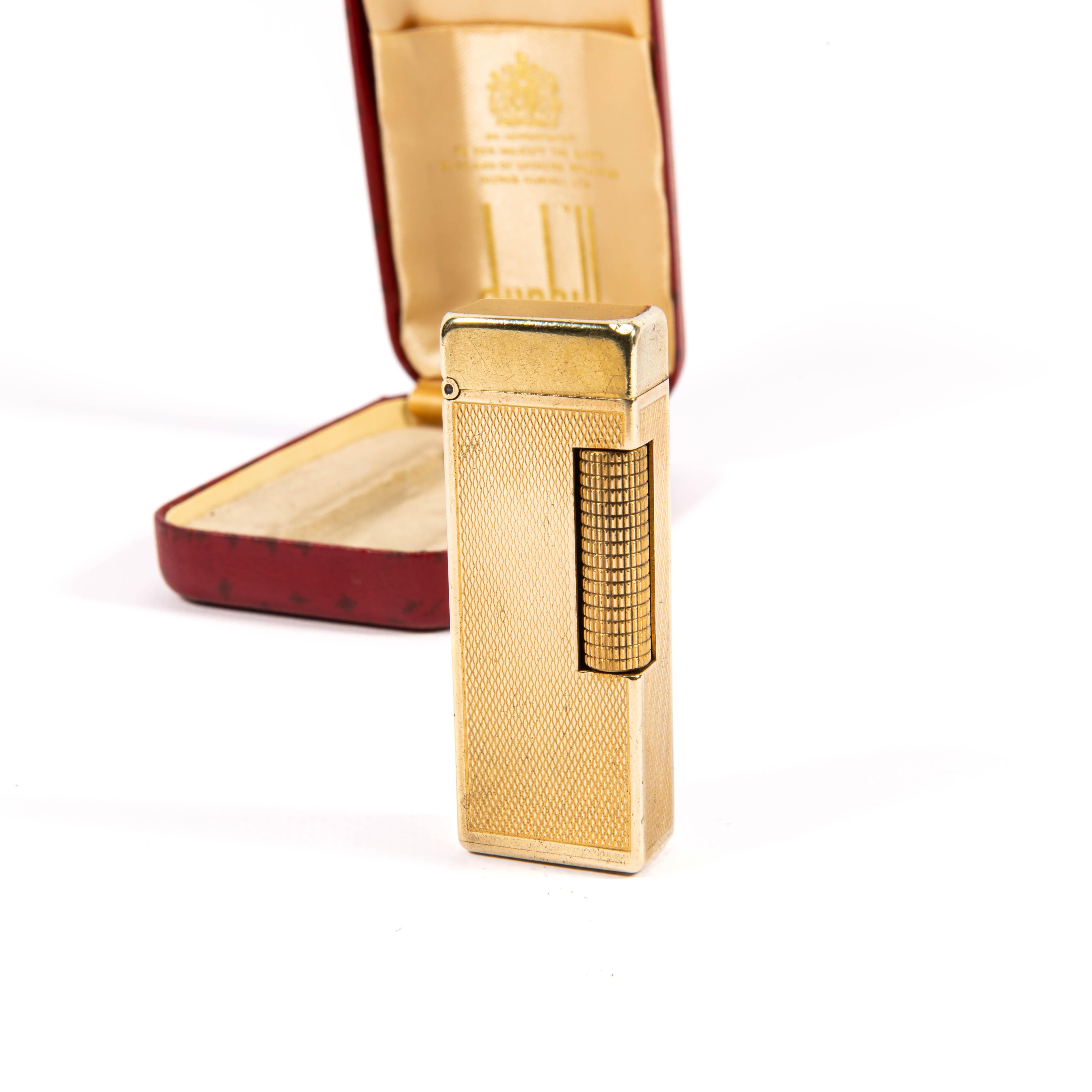 Vintage Gold Plated Dunhill Rollagas Lighter 1960s in Box In Good Condition In DELFT, NL