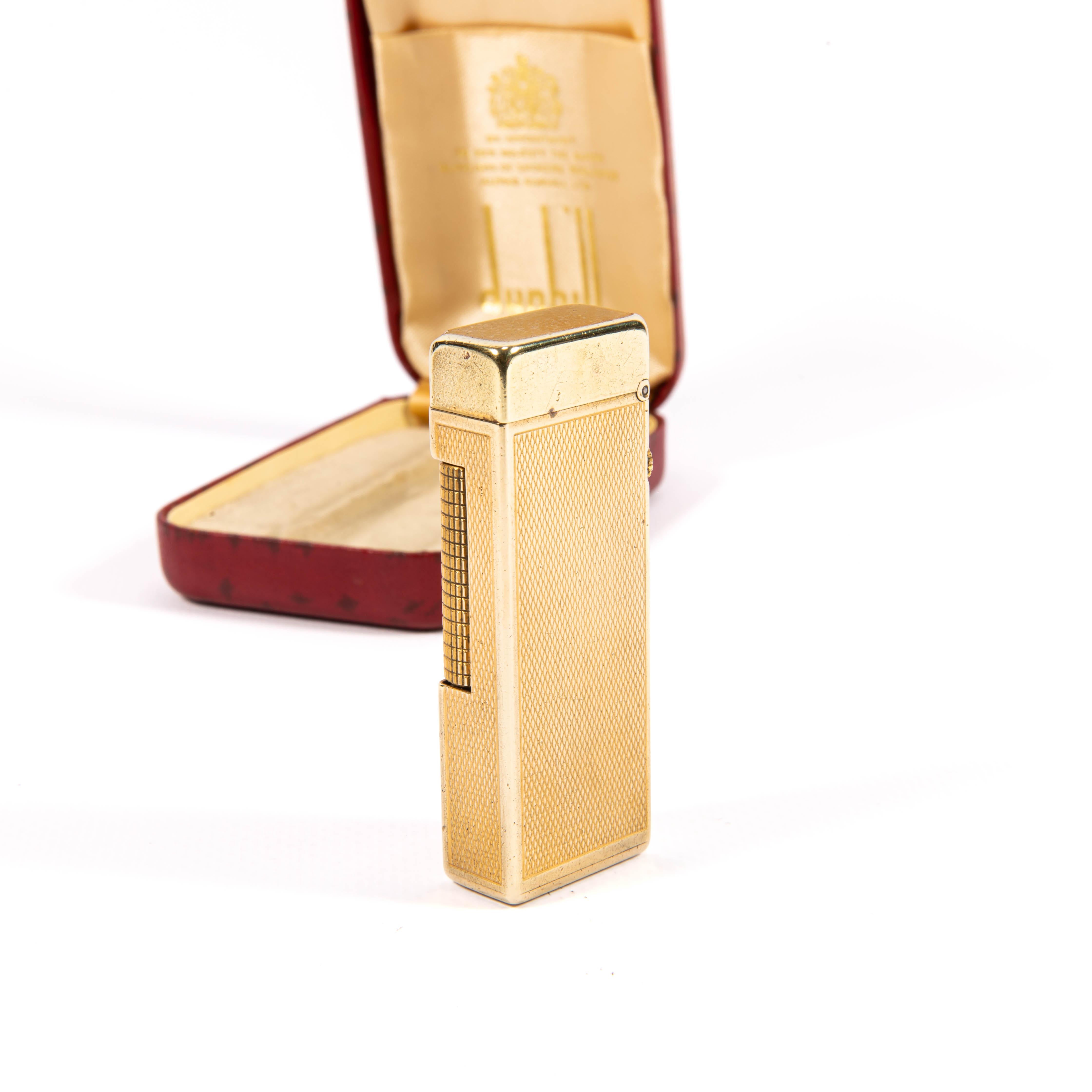 Women's or Men's Vintage Gold Plated Dunhill Rollagas Lighter 1960s in Box