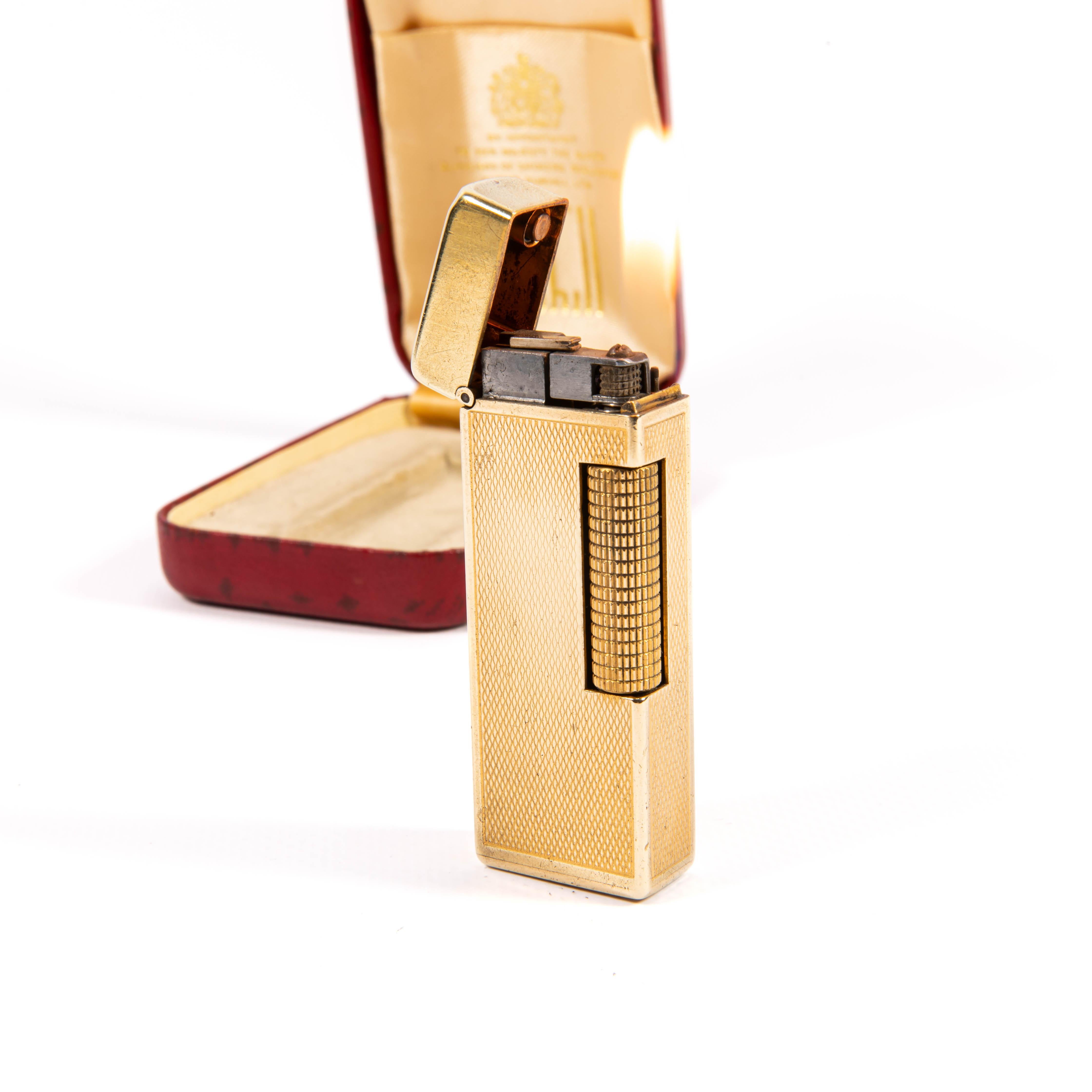 Vintage Gold Plated Dunhill Rollagas Lighter 1960s in Box 3