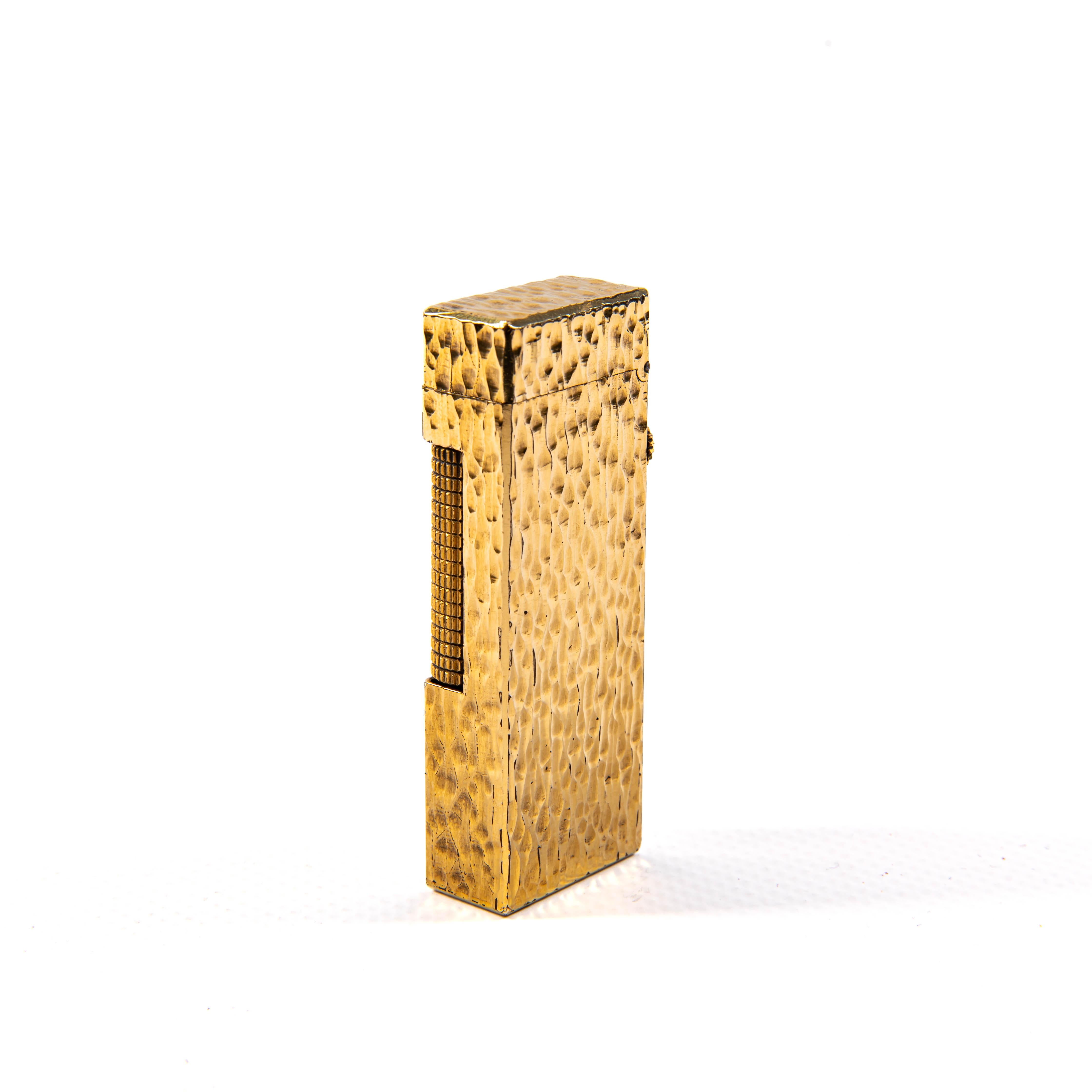 Vergoldete Dunhill Rollagas-Leuchte Bark, Vintage, 1970er Jahre im Zustand „Hervorragend“ im Angebot in DELFT, NL