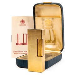 Vintage Gold Plated Dunhill Rollagas Lighter Barley in Box 1970s