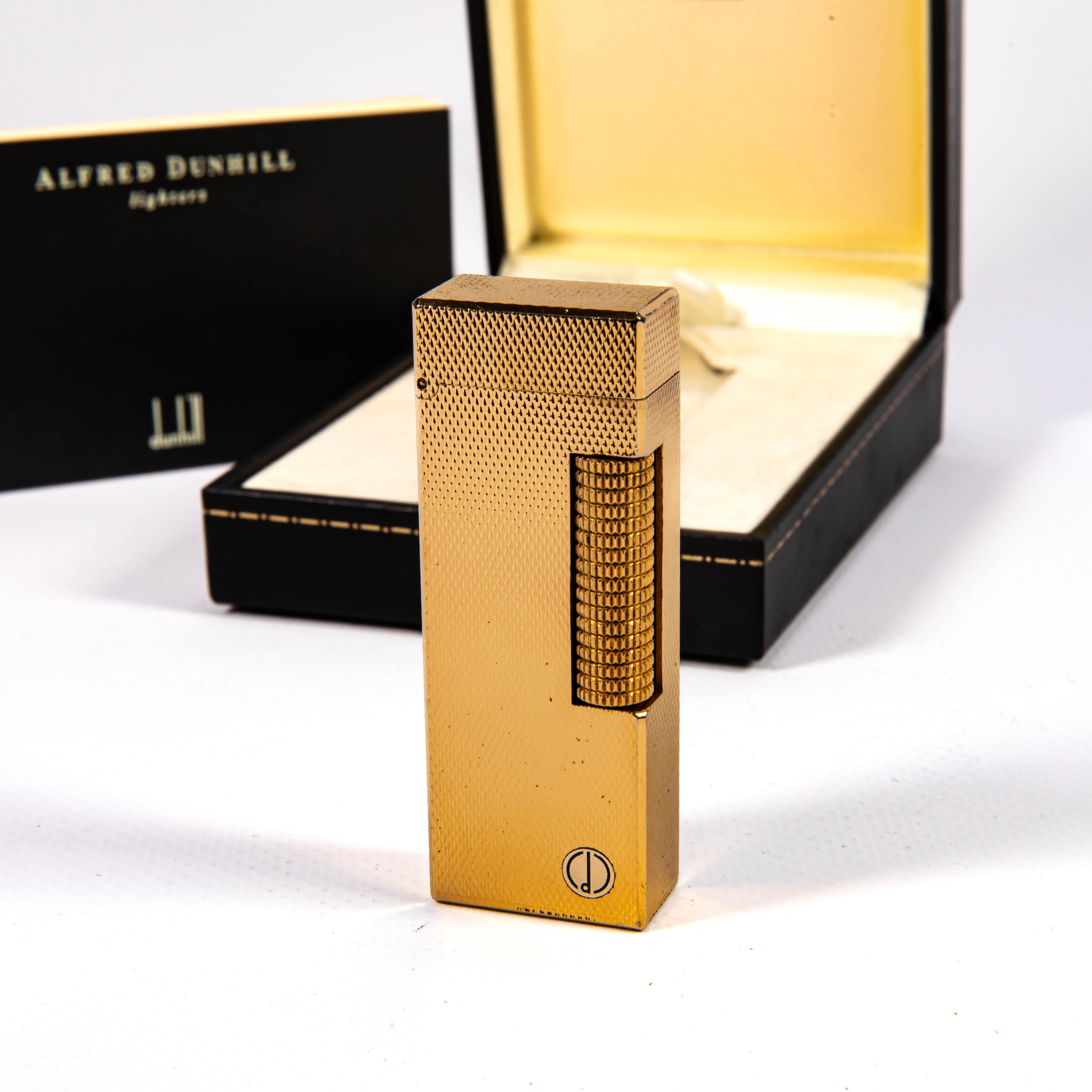 Vintage Gold Plated DUNHILL Rollagas Lighter Barley in Box 1996 In condizioni buone in vendita a DELFT, NL