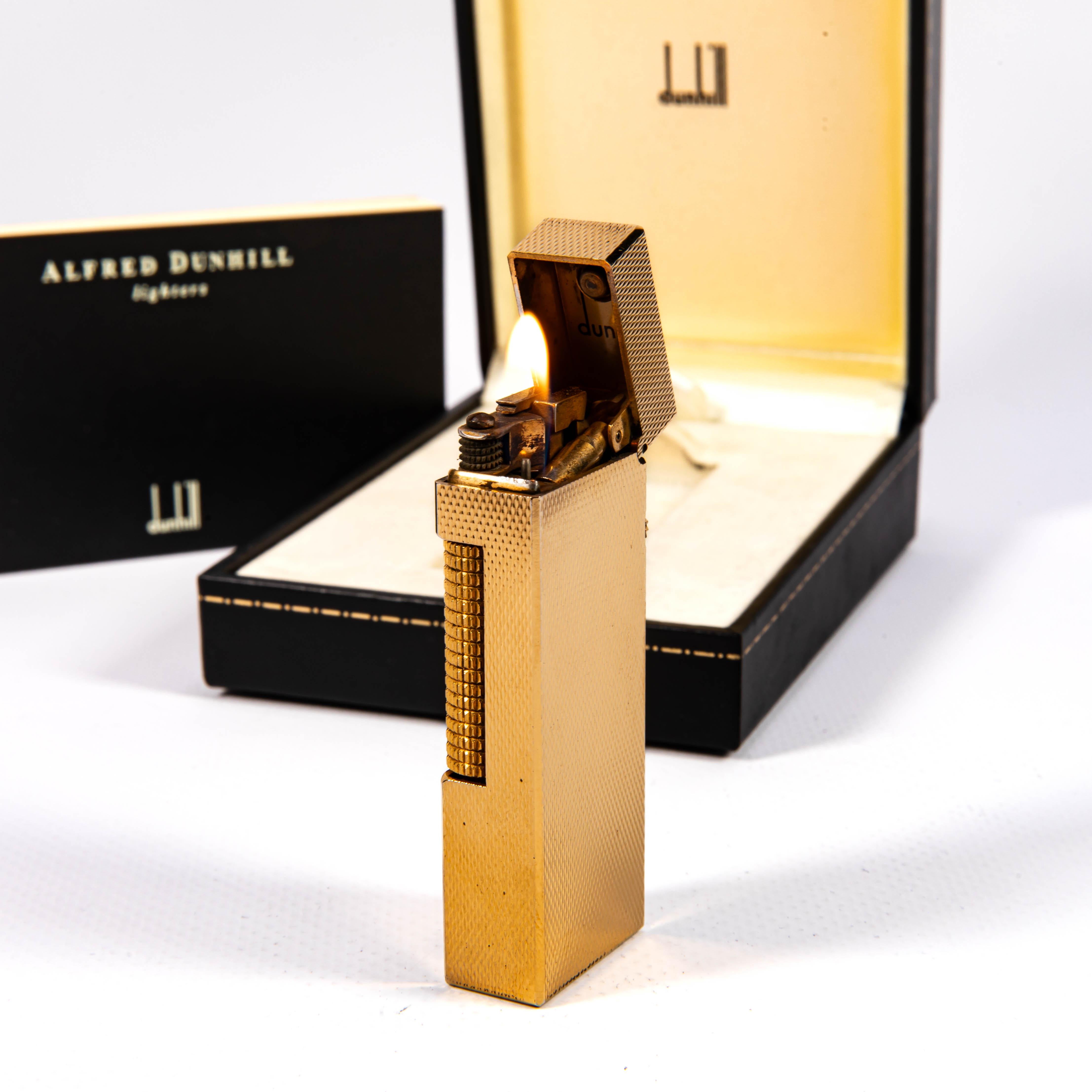 Vintage Gold Plated DUNHILL Rollagas Lighter Barley in Box 1996 in vendita 4