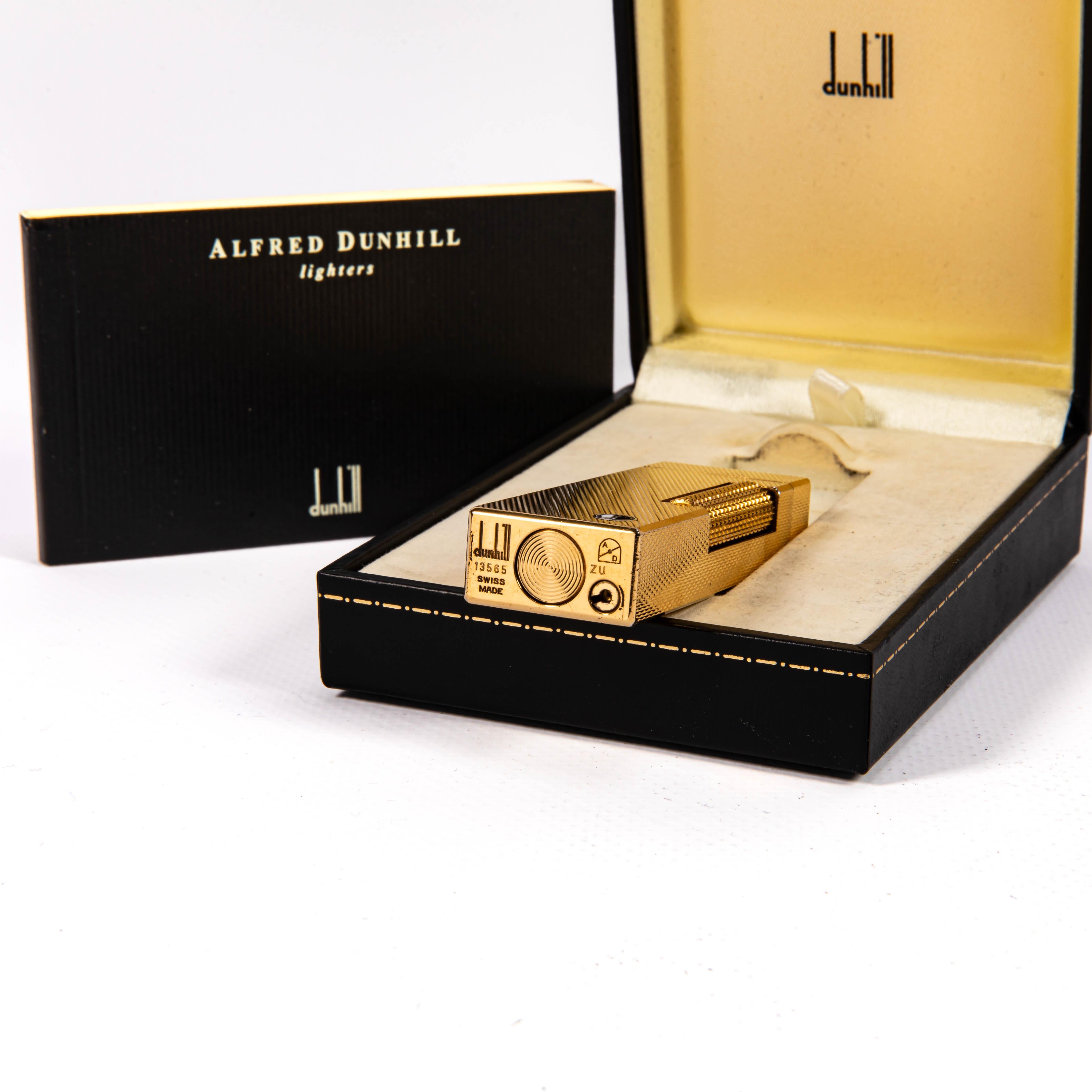 Vintage Gold Plated DUNHILL Rollagas Lighter Barley in Box 1996 in vendita 5