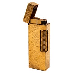 Vergoldete DUNHILLILL Rollagas-Leuchte, feine Bark, 1970er Jahre, Vintage