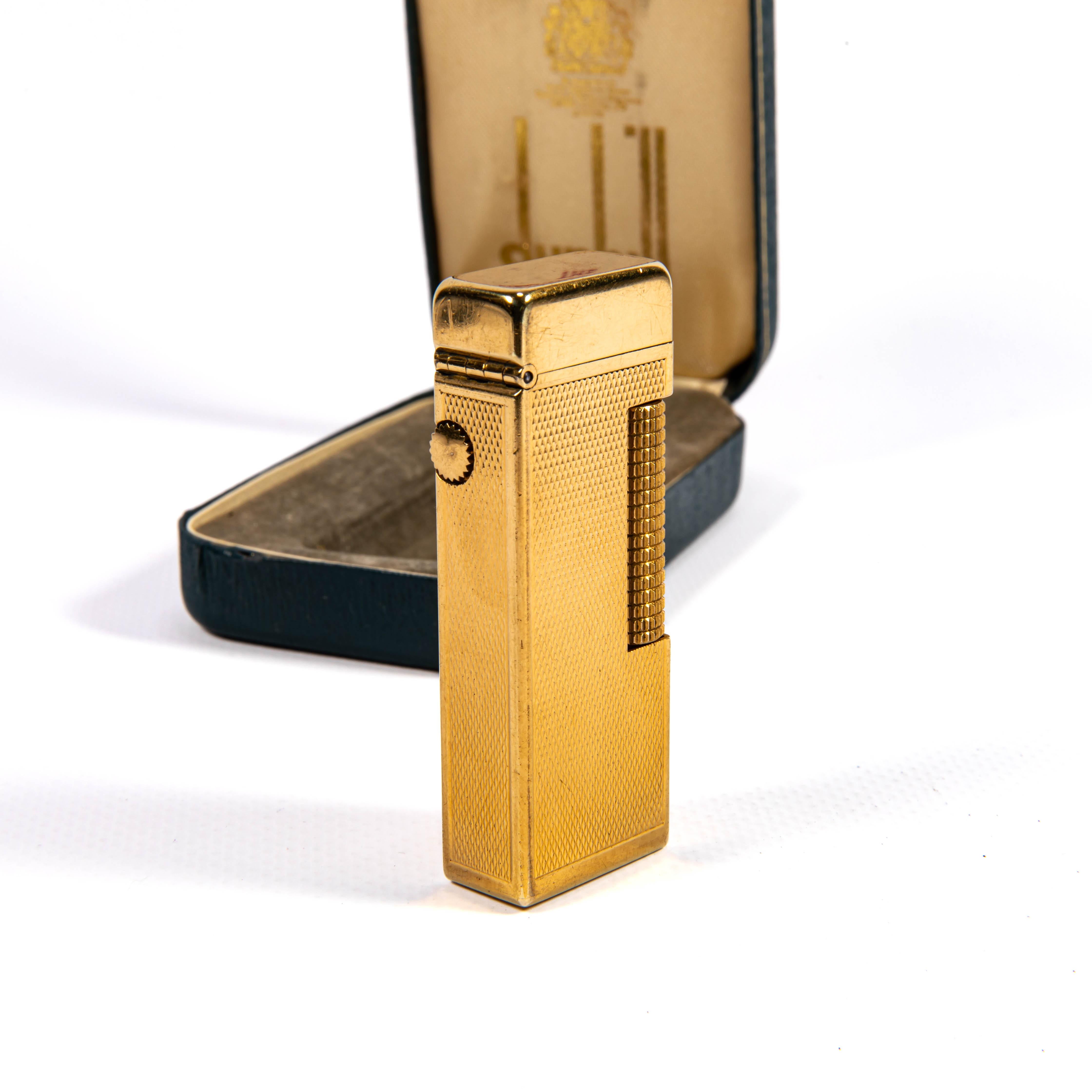 Vintage Gold Plated DUNHILL Rollagas Lighter Fine Barley in Box 1968 For Sale 1