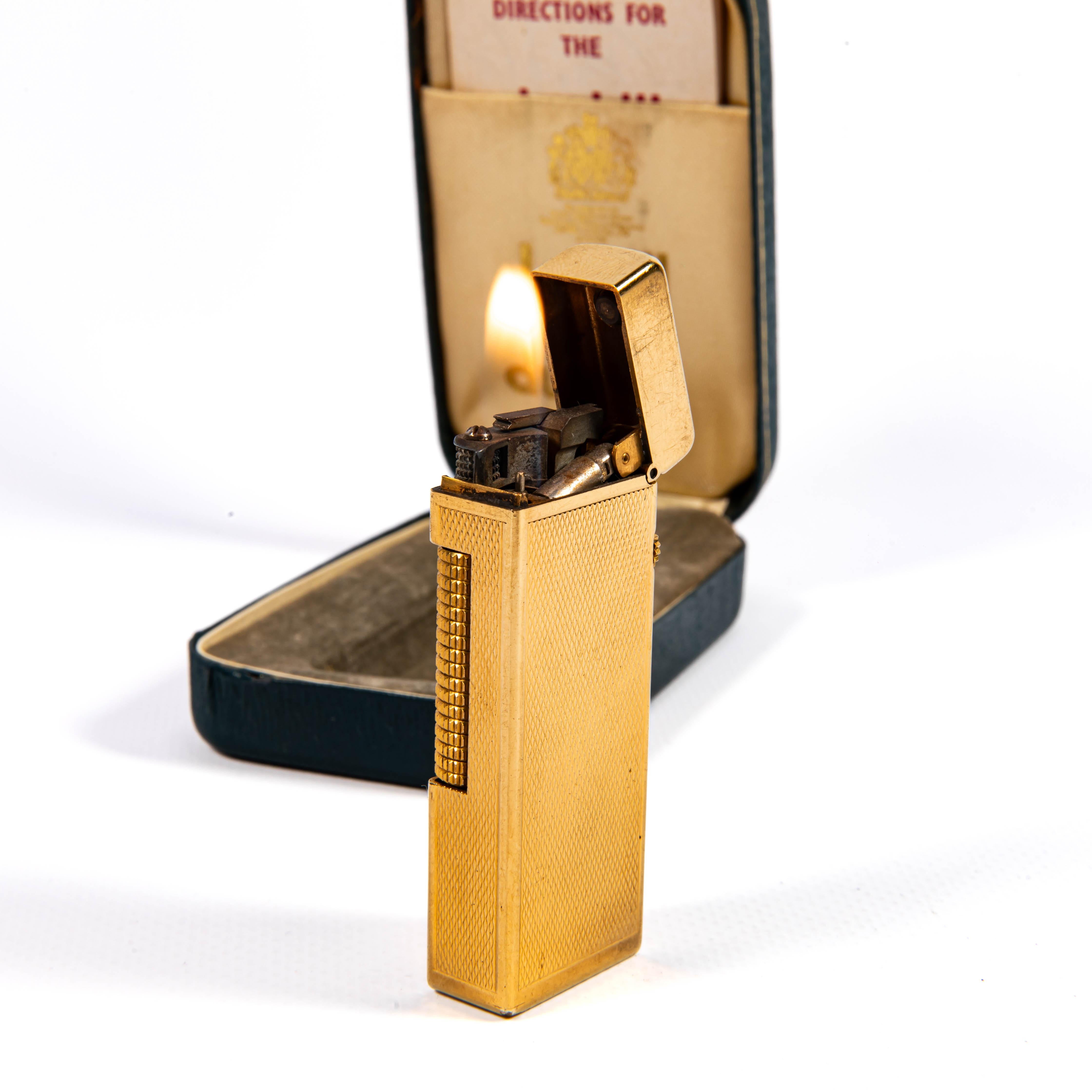 Vintage Gold Plated DUNHILL Rollagas Lighter Fine Barley in Box 1968 For Sale 3