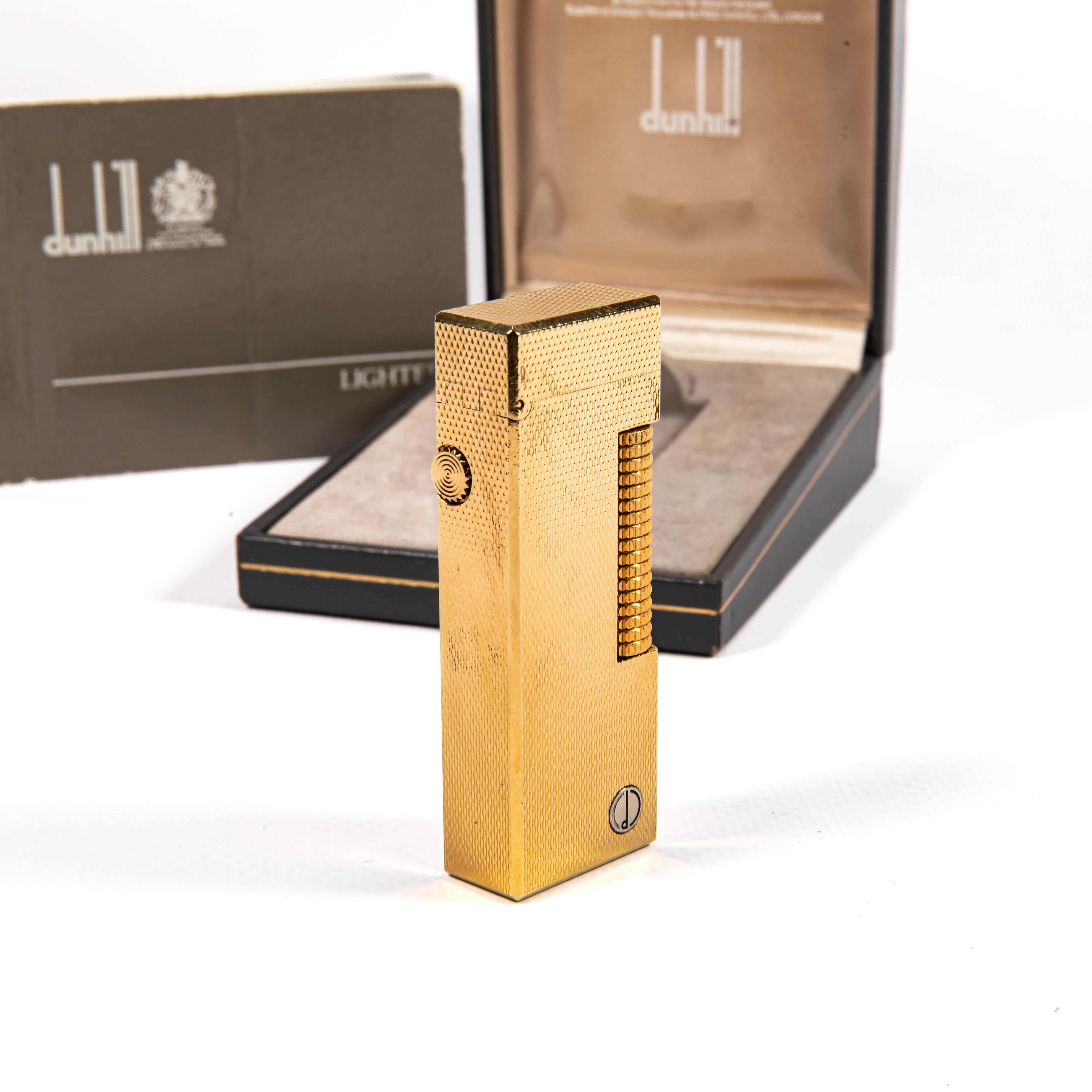 Vintage Gold Plated DUNHILL Rollagas Lighter Fine Barley in Box 1989 1
