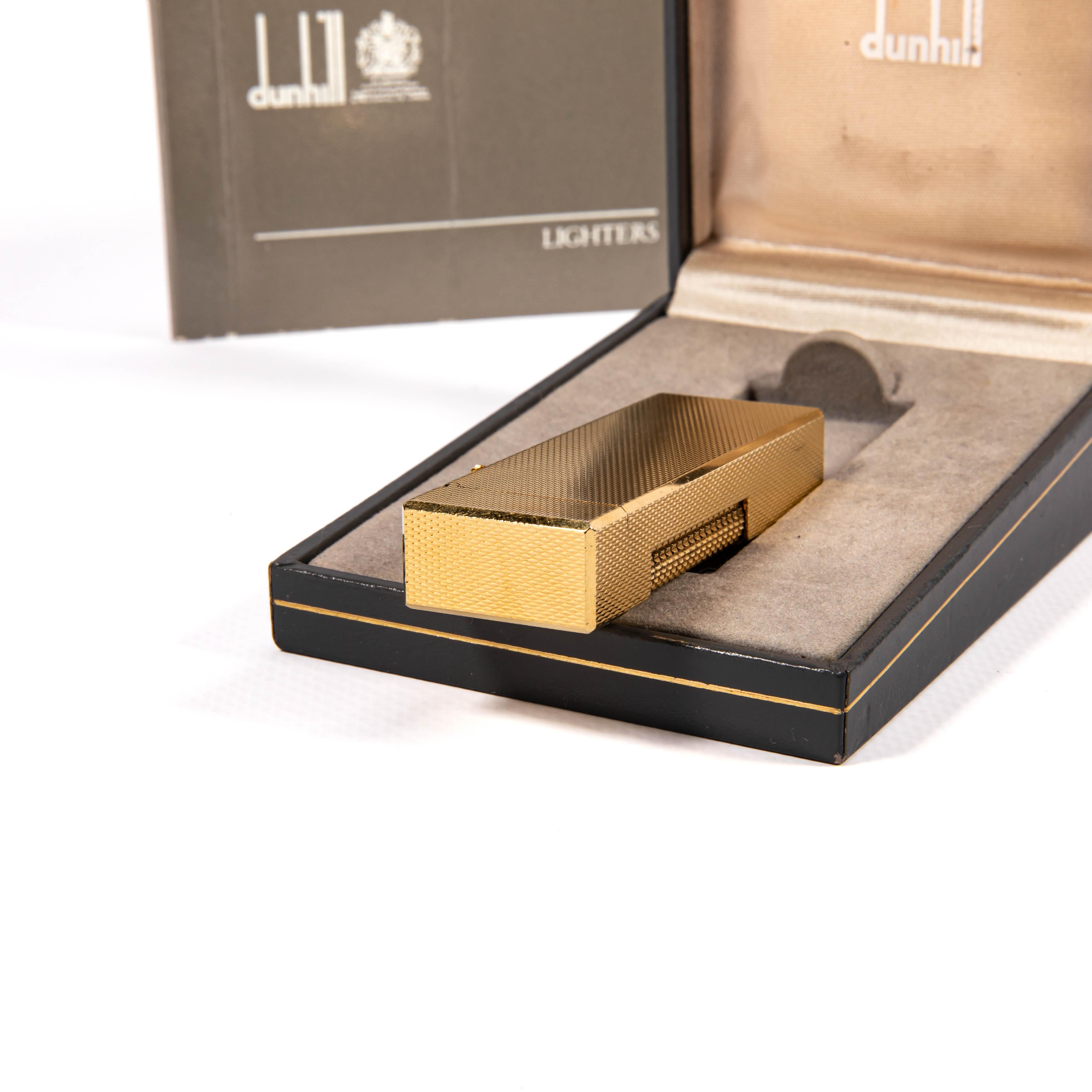 Vintage Gold Plated DUNHILL Rollagas Lighter Fine Barley in Box 1989 4