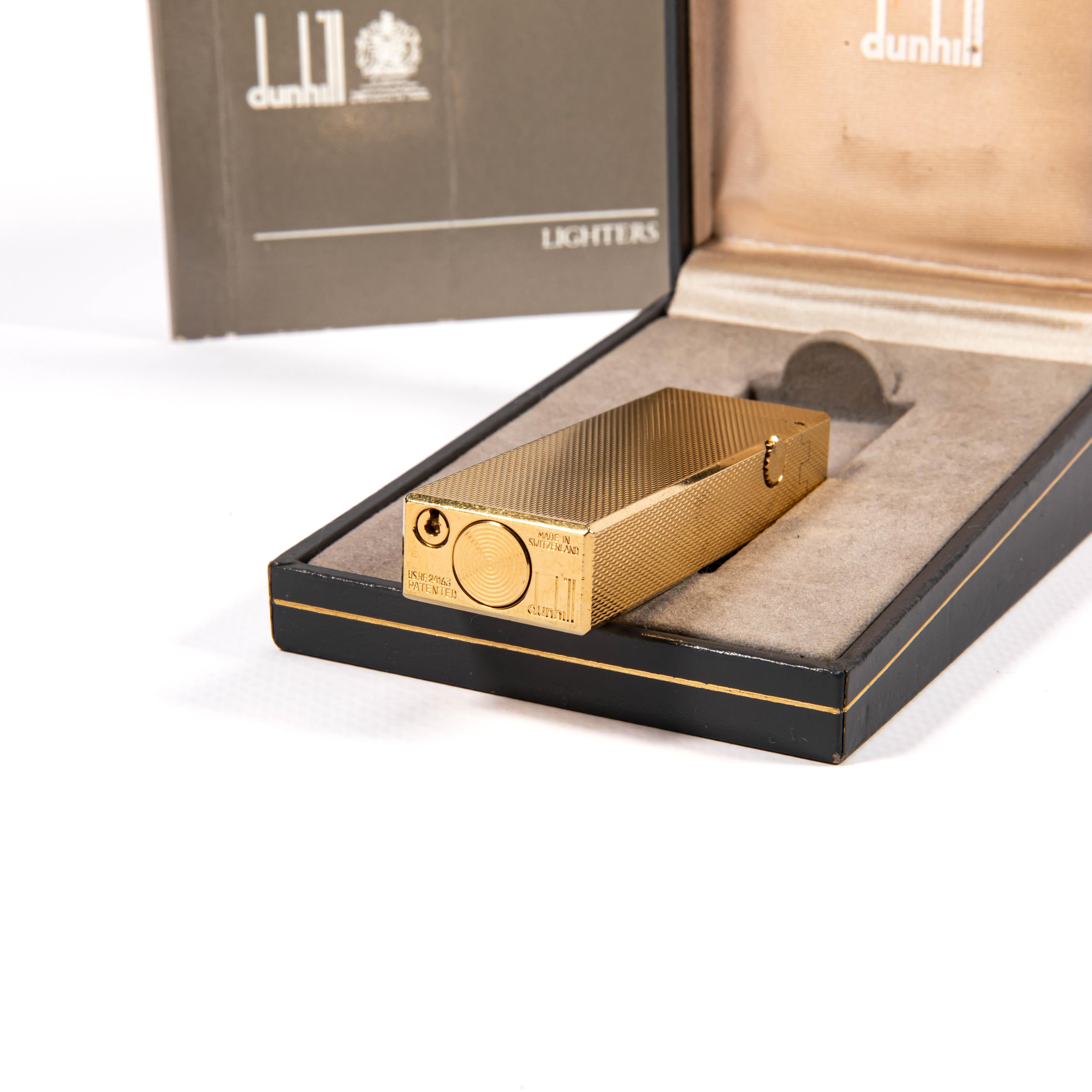 Vintage Gold Plated DUNHILL Rollagas Lighter Fine Barley in Box 1989 5