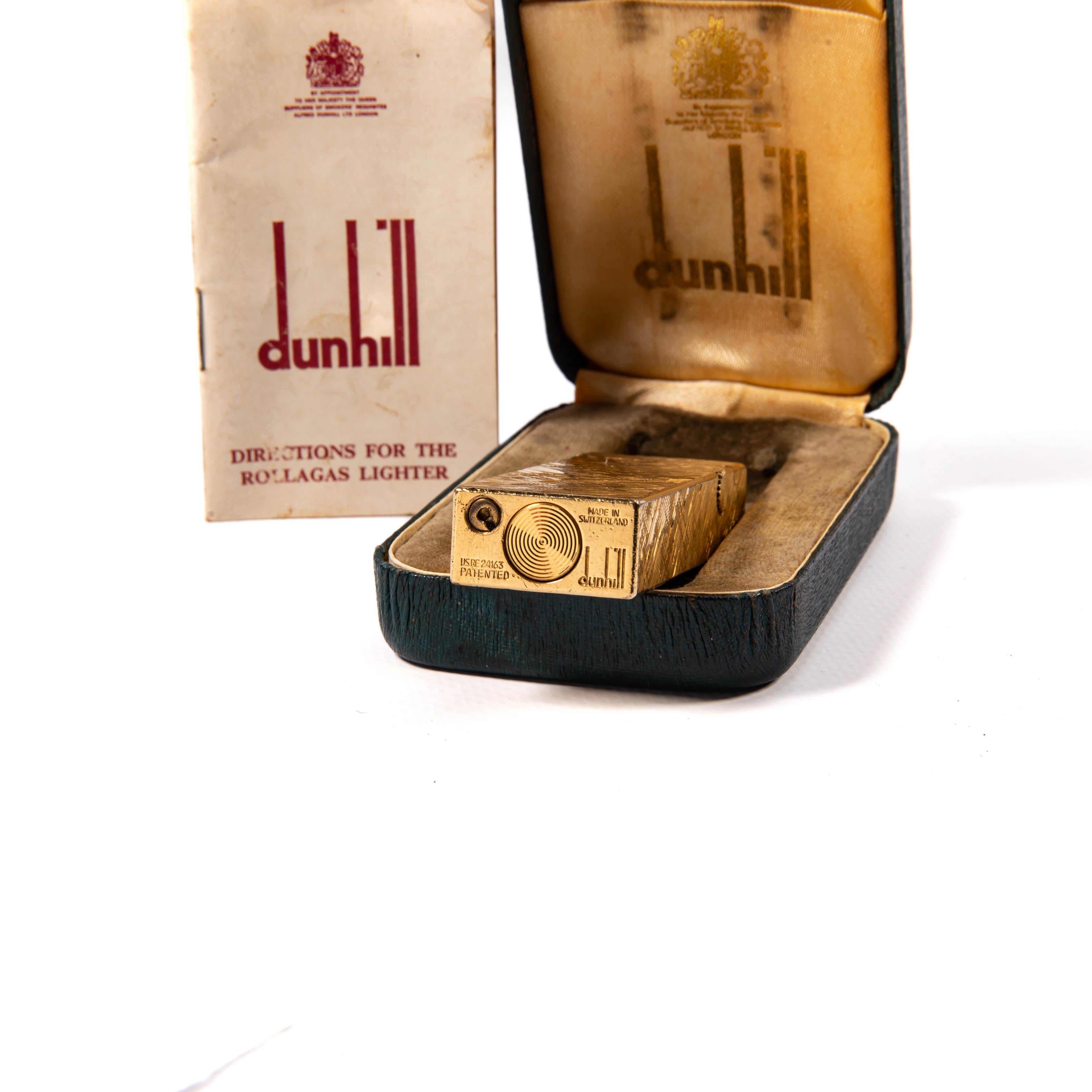 Vintage Gold Plated DUNHILL Rollagas Lighter Florentine in Box 1978 For Sale 5