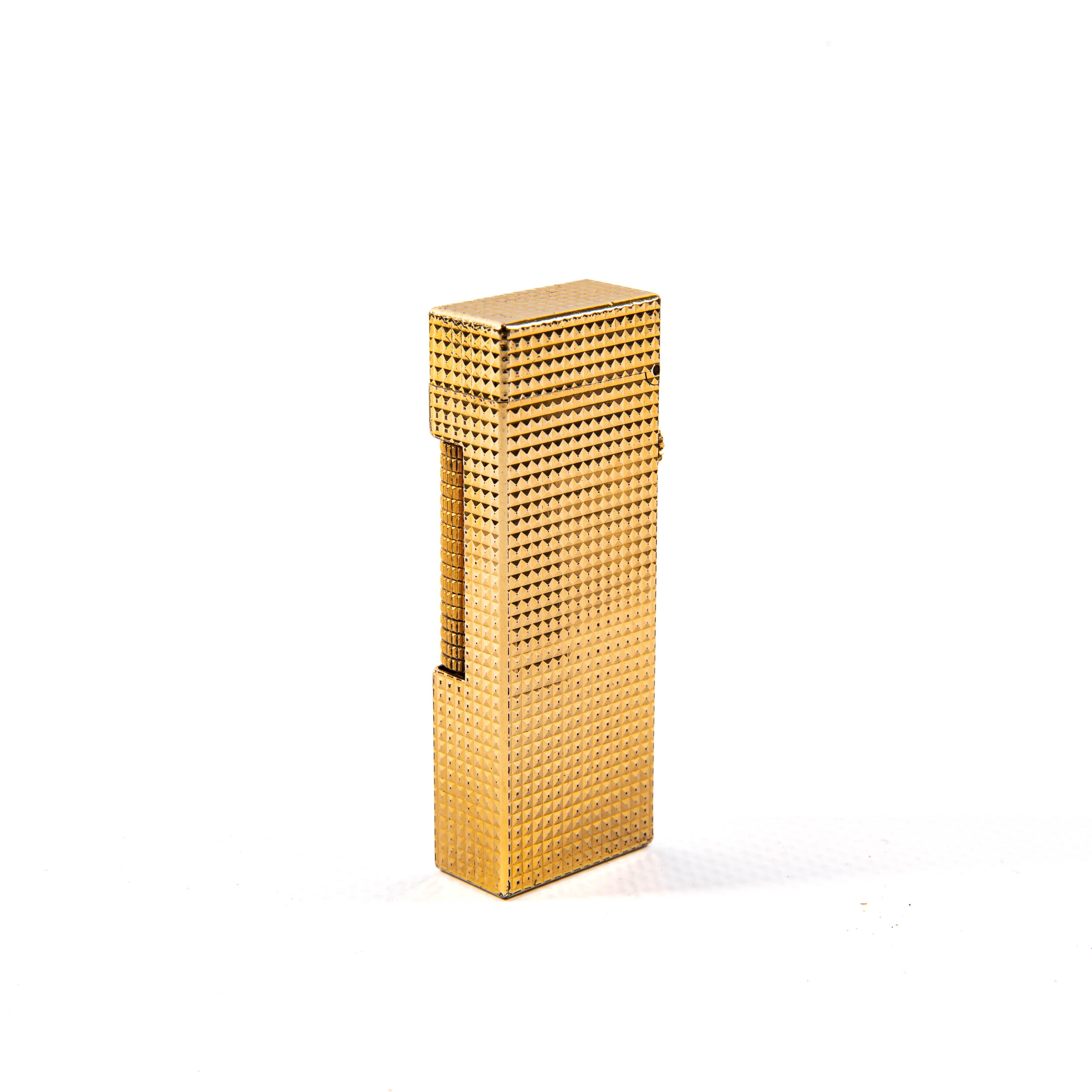 Vergoldetes DUNHILL Rollagas-Leuchte, Vintage, Hobnail, 1960er Jahre im Zustand „Gut“ im Angebot in DELFT, NL