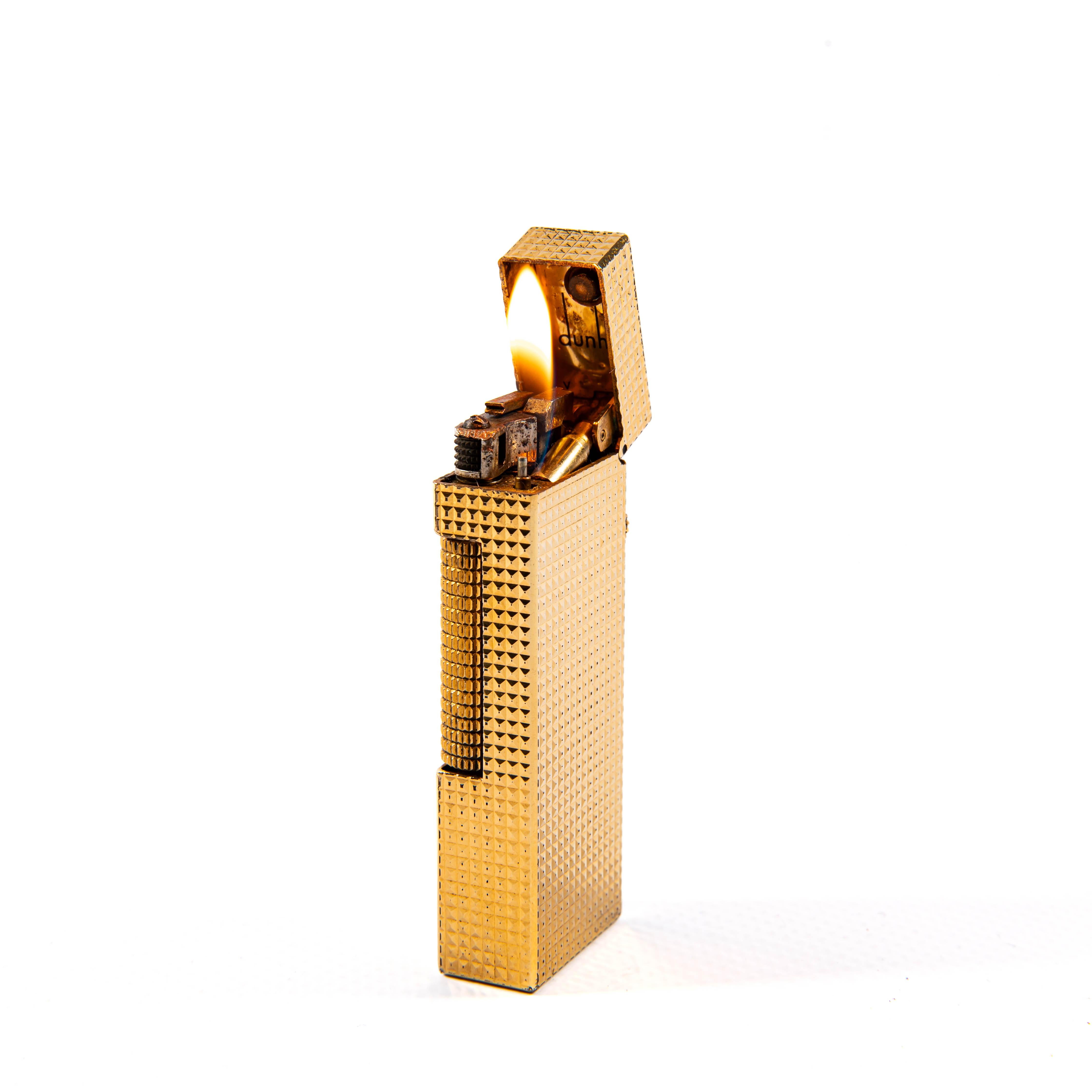 Vergoldetes DUNHILL Rollagas-Leuchte, Vintage, Hobnail, 1960er Jahre im Angebot 3