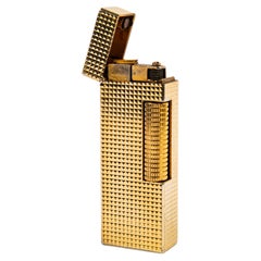 Vintage Gold Plated Dunhill Rollagas Lighter Hobnail 1970s