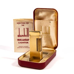 Vintage Gold Plated DUNHILL Rollagas Lighter in Box 1950s